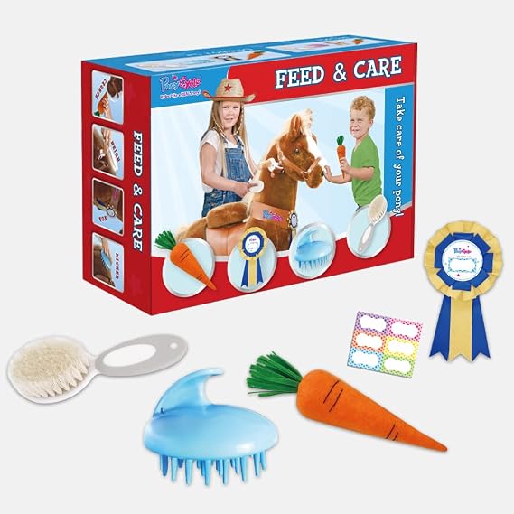 PonyCycle Ride on Horse Toys E337 with Feed & Care Grooming Kit