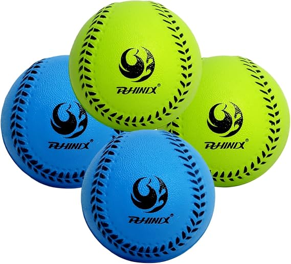 PHINIX Foam Baseball for Kids Practice- 4 Pack (Blue & Green)