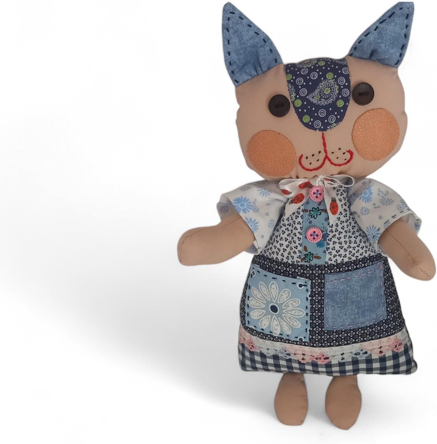 Kedi Hanım Patchwork Bez Bebek