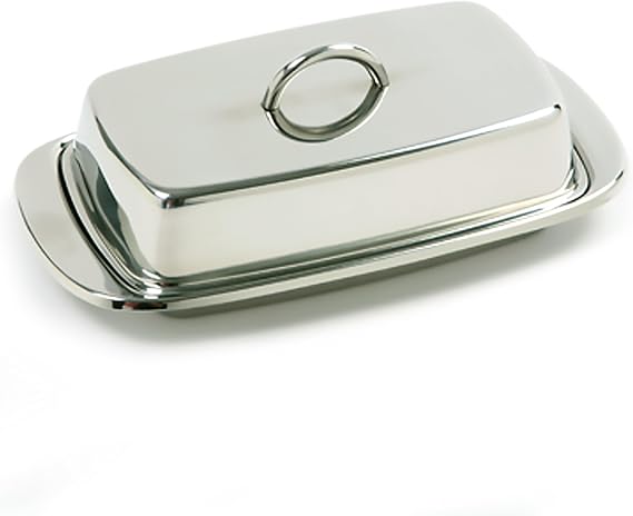 Norpro 282 Stainless Steel Double Covered Butter Dish, Silver