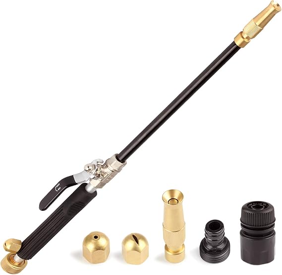 Portable Hydro Jet High Pressure Power Washer Gun Pressure Washer Wand Extension, Hydrojet Pressure Washer Gun with 3 Hose Nozzles - High Pressure Hose Attachment for Garden Hose and Car Washing