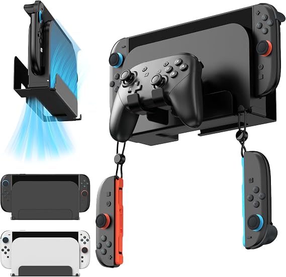 Metal Wall Mount for Nintendo Switch 2 Switch 1Switch OLED Console Slim Design Organizer Shelf Behind TV Compatible with Joy-Con & Pro Controller Holder