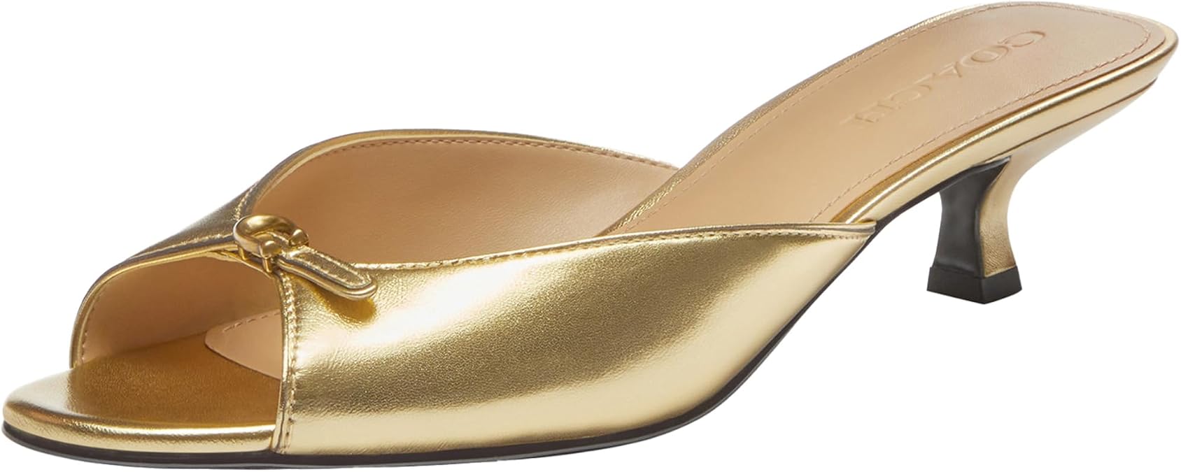 Coach Women's Metallic Leather Kitten Heel Sandals