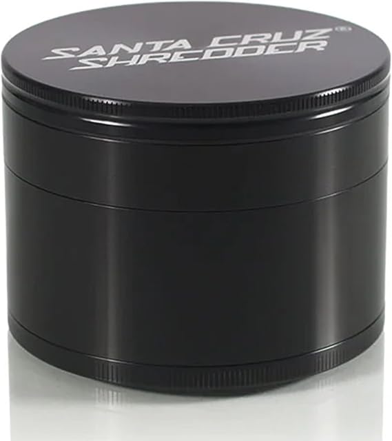 Santa Cruz Shredder Jumbo Metal Herb Grinder Premium 4-Inch Aluminum Grinder for Fluffy and Even Grinding, Durable Knurled Top with Strong Magnetic Lid Made in the USA (Black)