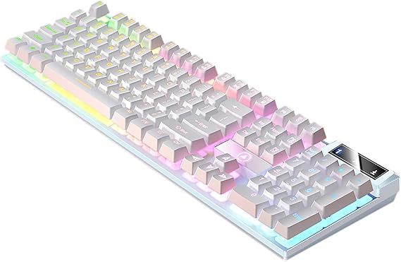 Wired Floating Gaming Keyboard Light Up USB Keyboard Mechanical Keyboard Touch RGB Backlit Keyboard Gaming Accessories Portable Computer Keyboard Cool