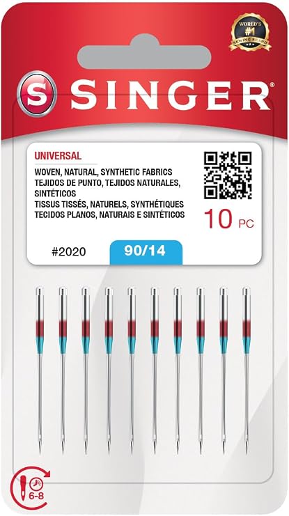 Singer 10-Pack Universal 2020 Sewing Machine Needles, Size 90/14