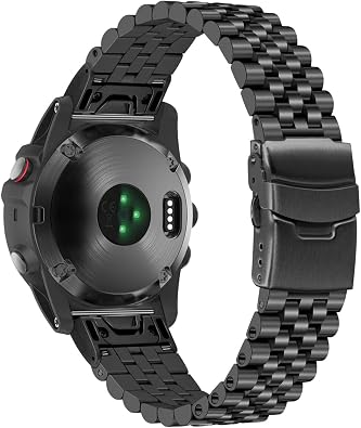 YISIWERA Stainless Steel Watch Band Compatible for Garmin Fenix 6X 5X /5X Plus Fenix 6X Pro 26mm Tapered 3D Bands for Garmin Fenix 3 HR Sapphire Black
