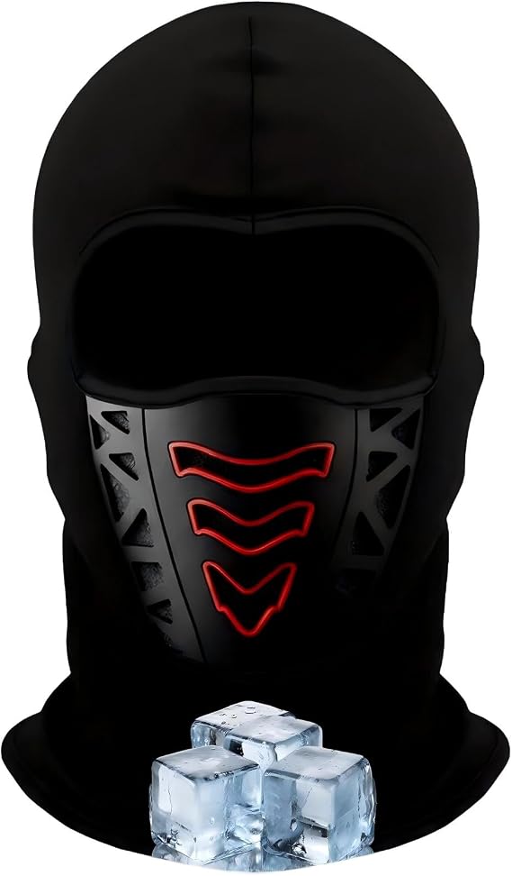 Summer Balaclava Face Mask for Men and Women, UV Protection, Breathable Cooling Sun Protection Mask for Motorcycle and Cycling, Full Head Coverage with Glasses Holes Black