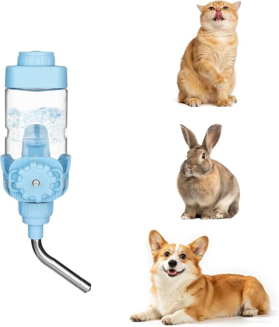 Vannon Water Bottle for Small Animals, 15oz Top-Fill Pet Dispenser, Blue