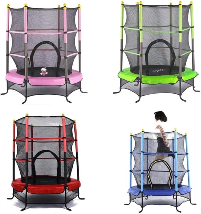 Leyaton Fileli Trambolin Çocuk Trambolini 140 Cm Büyük Boy 55 Inç Pembe Tek Ebat
