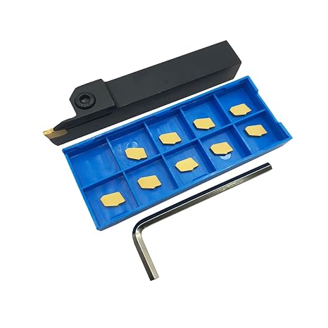 GBJ Grooving Slotting Tool Cut Off Lathe Turning Tool Holder 5/8 Shank ZQ1616R-2/3, Grooving Cut-Off Tool with 10 pcsSP200/300 Carbide Turning Inserts Grooving Parting Blade