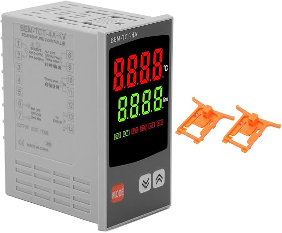 PID Temperature Controller Kit, Voltage AC 100~240V PID Thermostat with 2 Accessories SSR, K Type Thermocouple Sensor, 7 Segment LED Display Alarm Output Cu and DPt Input