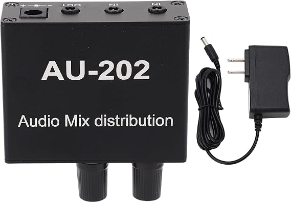 Audio Distribution Mixer, Mini Audio Distribution Mixer with Power Adapter, 100240V 2 in 2 Out Stereo Magnifier Audio Accessories, Mixers (US Plug 100240V)
