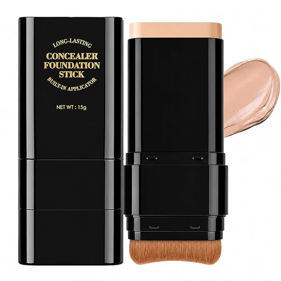 2 in 1 Dual-Ended Foundation Stick, Contour Concealer Stick with Brush