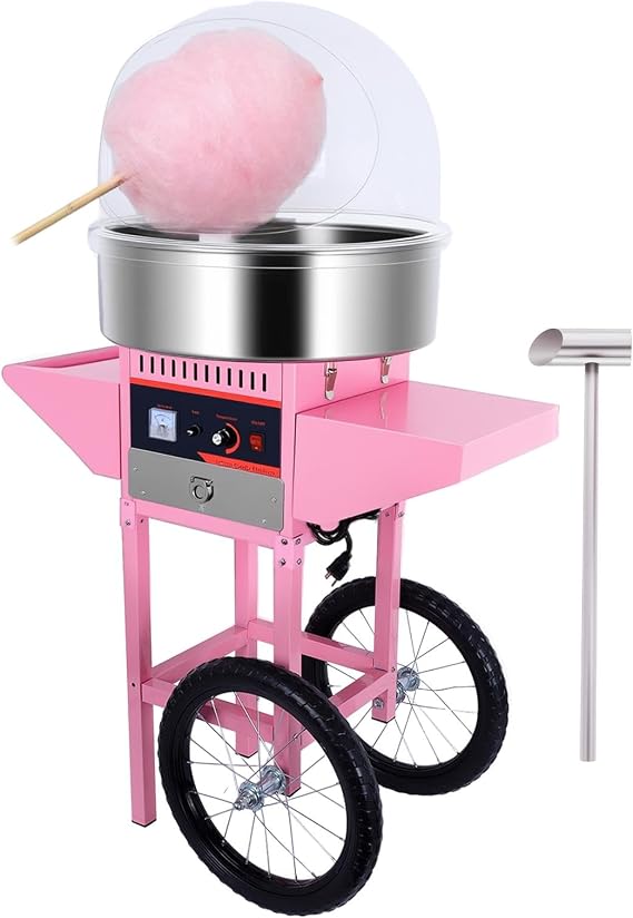 Commercial Cotton Candy Machine, 1000W 3000R/M electric floss maker, Cotton Candy Machine with stainless steel bowl, Sugar Scoop and Drawer, for Carnival, Kids Birthday, Family Party, Pink