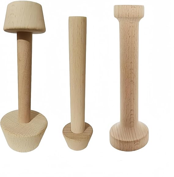 3Pcs Double Sided Wooden Tart Tamper Set, DIY Wooden Removable Dough Molding Presser, Baking Tool for Mini Egg Tart, Cheesecakes and Dessert Baking