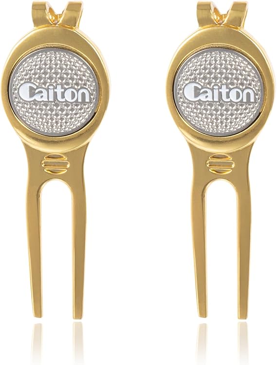 CAITON 2 Pcs Golf Divot Repair Tool and Ball Marker, A Unique and Multi-Functional Golf Accessory Sleek Ergonomic Design for Men Golfers