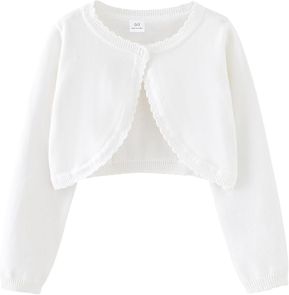 Girls Long Sleeve Bolero Cardigan Kids Cropped Shrug Knit Sweaters 1-14 Years