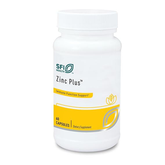 Klaire Labs SFI Health Zinc Plus Immune Support Supplement, 60 Capsules | Zinc Citrate with Copper, Vitamin B6 & Vitamin C, Hypoallergenic