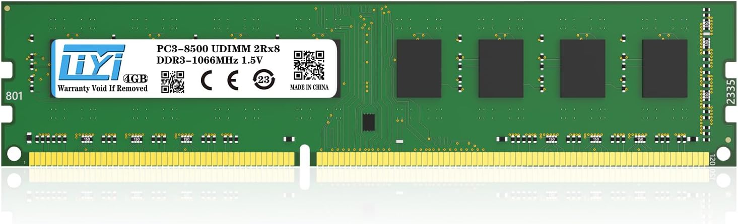 LIYI DDR3 4GB RAM Single 1x4GB 1066MHz PC3-8500S CL7 Unbuffered Non-ECC 1.5V 2Rx8 Dual Rank Channel 240 Pin UDIMM PC Computer Desktop Memory Module Ram SDRAM Upgrade