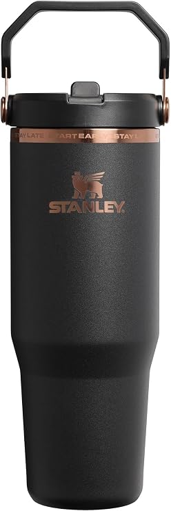 STANLEY x IceFlow 2.0 Flip Straw Tumbler with Handle, 30 oz | Twist on Lid and Flip Up Straw | Leak Resistant Water Bottle | Insulated Stainless Steel | BPA-Free | Messi Goat Black