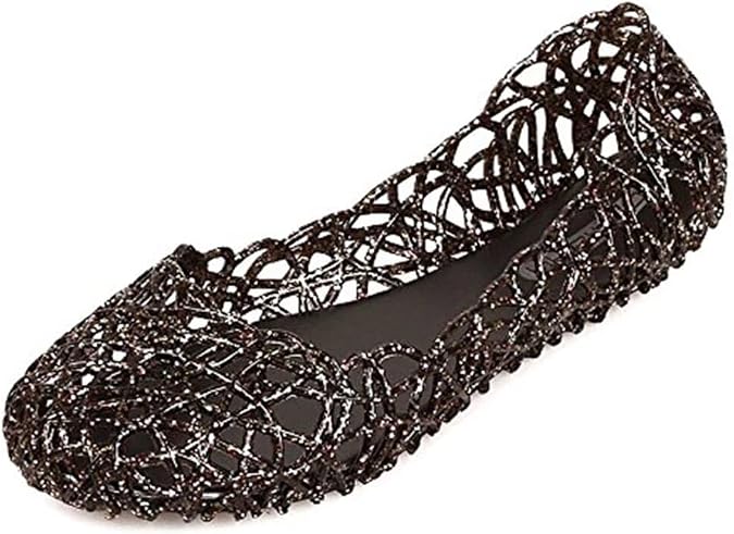 Women's Jelly Sandals Ballet Shoes Slip On Flats Hollow Out Loafers