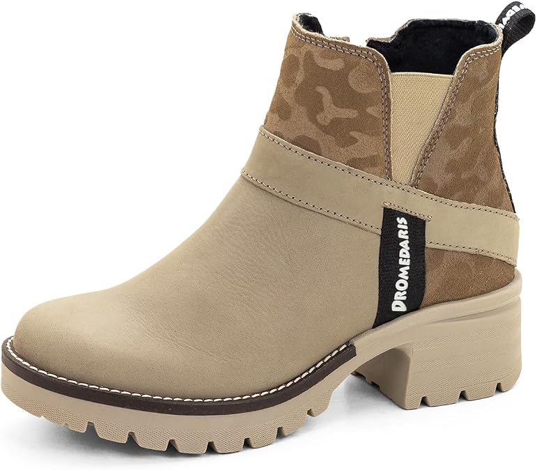 Dromedaris Women's Katniss Chelsea Boot with Chunky Sole, Taupe, EU 39M