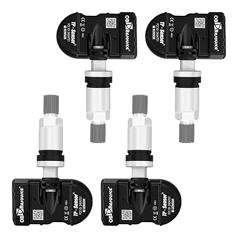 TPMS Sensor Dual Frequency Universal TPMS Sensor Replacement for 98% Vehicles, Supports OBDResource TPS30 TPMS Programming Tool Tire Pressure Sensor 4 Pack