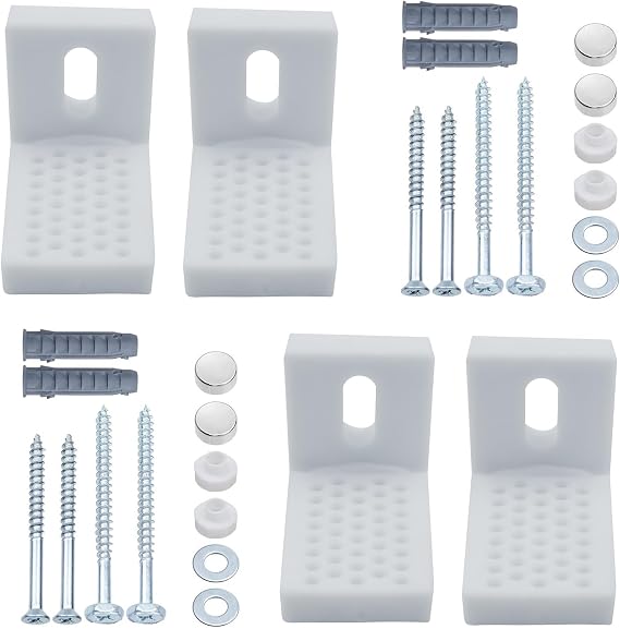 2 Sets Toilet Seat Bolts Plastic L Shaped Mounting Bracket Toilet Seat Ring Screws Replacement Kits(2.59" x 1.69")