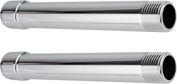 2 Pack 6 Inch Shower Head Extension Arm Shower Pipe Extension, Chrome Shower Arm Extension,Shower Head Extender Arm Water Outlet to Lower Shower Head, All Solid Brass Showerhead Extender Arm
