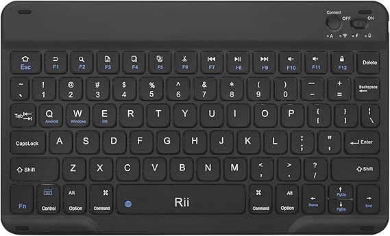 Rii Bluetooth Keyboard, Slim Wireless Keyboard with Type-C Charging, Portable Keyboard for iPad Mac Windows Android Tablets Samsung Tablet Laptop Smartphone