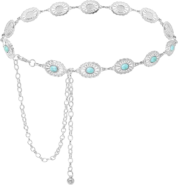 Turquoise Western Waist Chain Belt for Women Cowgirl Boho