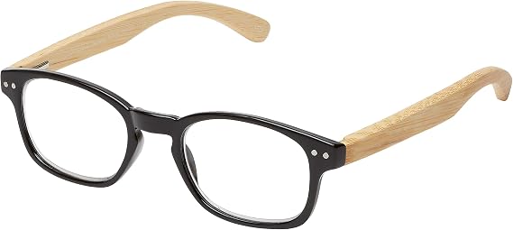 SAV Eyewear (Select-A-Vision) Bamboo Eco Friendly Round Reading Glasses 2550 Black, 1.25