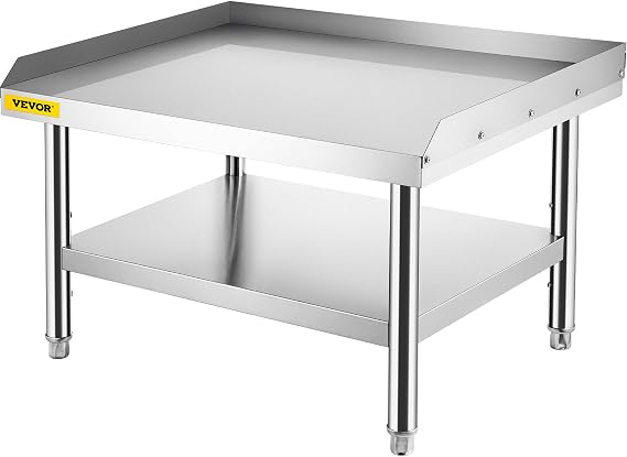 VEVOR Stainless Steel Equipment Grill Stand, 36 x 30 x 24 Inches Stainless Table, Grill Stand Table with Adjustable Storage Undershelf, Equipment Stand Grill Table for Hotel, Home, Restaurant Kitchen