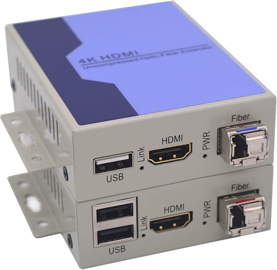 4K HDMI Over Fiber Optic Extender with KVM LC Singlemode up 10Km Uncompressed 10G SFP Transceivers Included Support 4K 30Hz,A Pair
