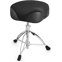 SONICAKE Saddle Drum Throne, Anti-Slip Drum Throne with Adjustable Height,Motorcycle Style Drum Stool for Adults and Drummers (Black)
