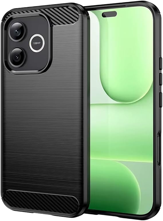 Microcase Honor 600 Lite ile Uyumlu Brushed Carbon Fiber Silikon Kılıf - Siyah AL3332