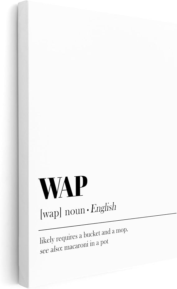 Poster Master Dictionary Art Canvas - Definition of WAP Print - Typography Art - Minimal Gift for Him & Her - Funny Decor for Dorm, Office, Bedroom or Living Room - 12x16 STRETCHED Canvas