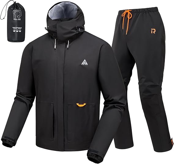 Rain Suit, Motorcycle Rain Gear for Men & Women Waterproof Jacket and Pants Breathable Reflective Raincoat for Fishing, Golf