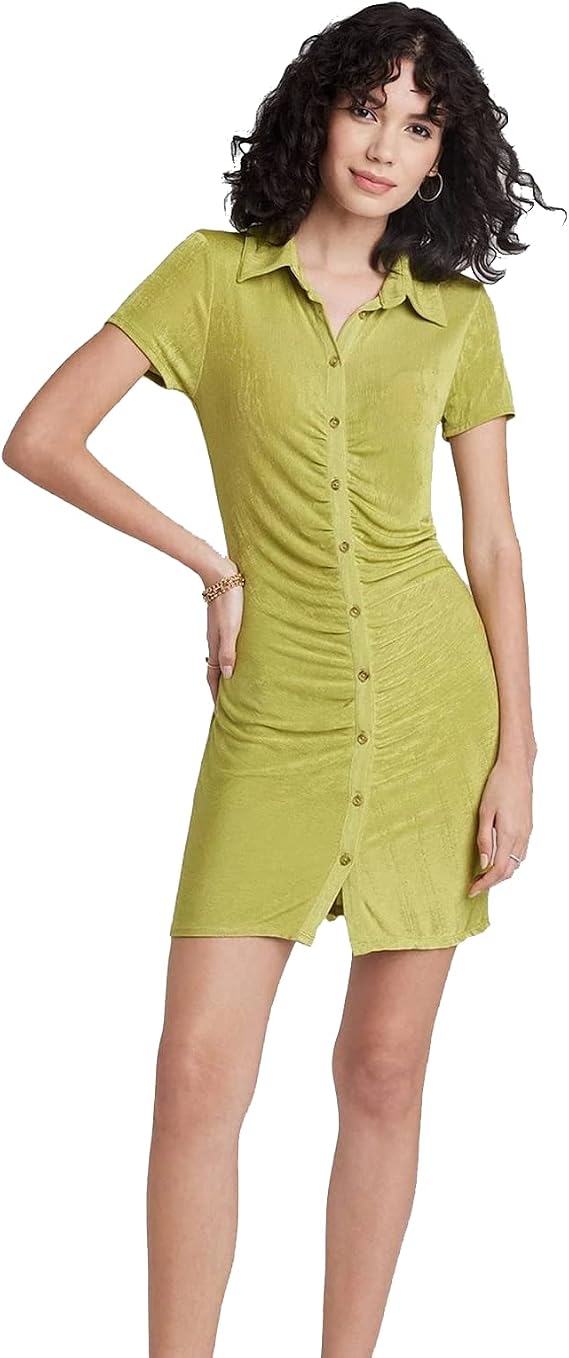 Wild Fable Women's Short Sleeve Button-Front Bodycon Dress -