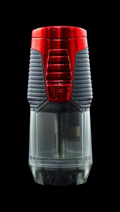 Jetline Rubanno Single Flame Cigar Lighter (Red) with Built in Cigar Rest