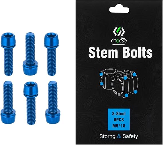 CNC Bike Stem Bolts,Stem Bolts for BMX/MTB/Road Bike with Washers(Red/Blue/Orange/Green/Rainbow)