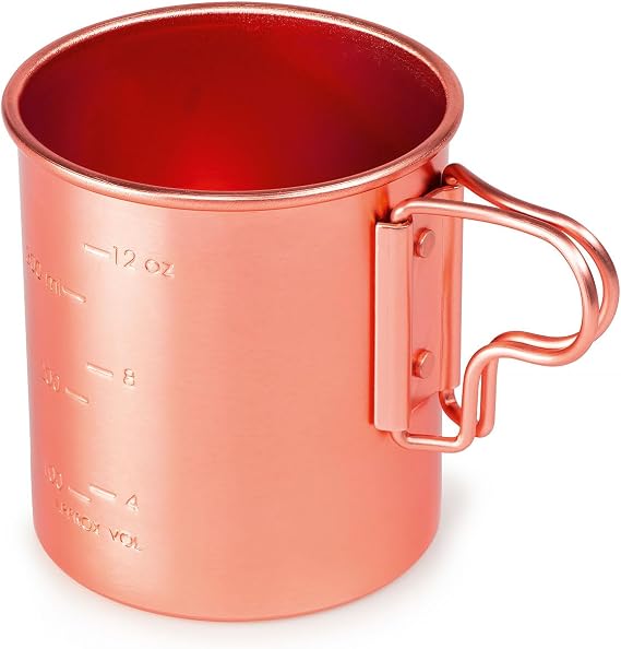GSI Outdoors Bugaboo Cup - Ultralight Aluminum Camping & Backpacking Mug with Folding Handles - Hot Coffee, Tea, Soup (14oz)
