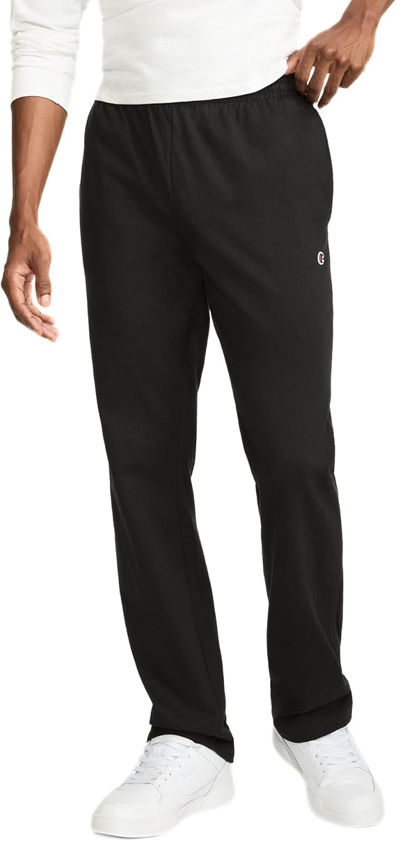Champion Men's Open-Bottom Lounge Pants, Standard Fit, Lightweight 100% Cotton, Available in Regular and Big & Tall
