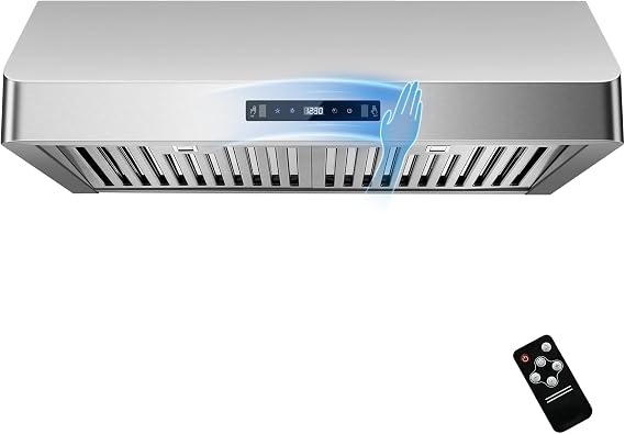Under Cabinet Range Hood 30 inch, 900 CFM, Remote Control, Time Setting