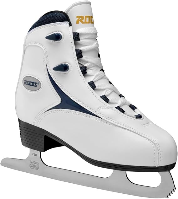 ROCES Women's Sport & Leisure RFG 1 Durable Comfortable Fashionable Lace-Up Ice Figure Skates with Stainless Steel Blades, Reinforced Synthetic Upper & Anatomic Padding, White, 4