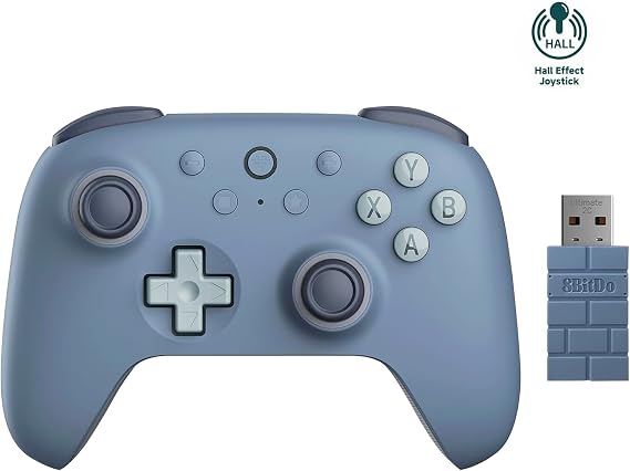 8Bitdo Ultimate 2C Wireless Controller for Windows PC and Android, with 1000Hz Polling Rate, Hall Effect Joysticks and Hall Triggers, and Remappable L4/R4 Bumpers, Turbo Function (Dark Blue)