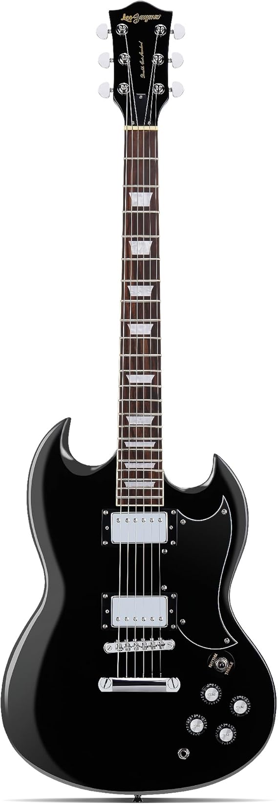 Leo Jaymz 39 Inch Solid Body Electric Guitar - Poplar Wood Body,Maple Neck and Laurel Wood Fretboard (Black)