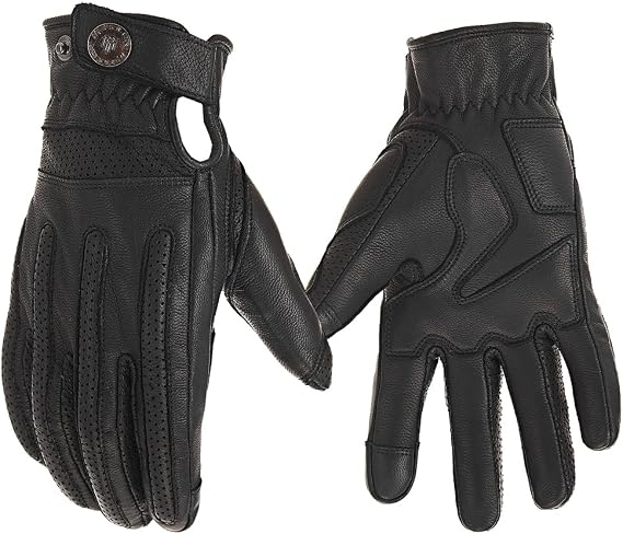 Motocross Riding Protective Vented Leather Sheepskin Motorcycle Gloves Touchscreen Fingers Men and Women Motocross Riding Gloves
