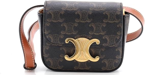 Pre-Loved Claude Shoulder Bag Triomphe Coated Canvas Mini, Brown